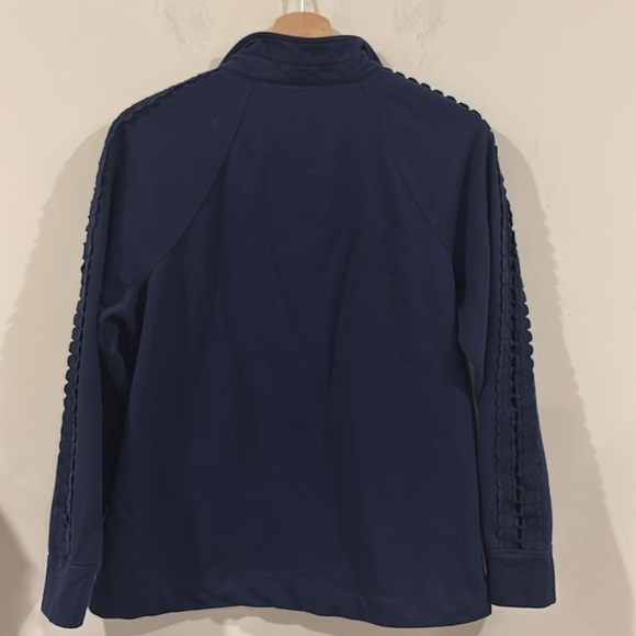 Pappagallo Midnight Blue Size L Golden Zip Pullover SweatshirtTop - Picture 5 of 5
